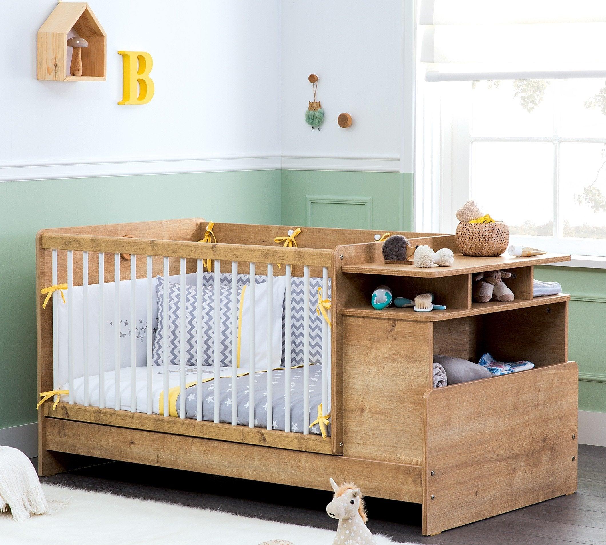 Cilek Mocha Baby Convertible Baby Bed With Table Oak (70X110-70X140 Cm) - Kids Haven