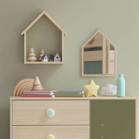 Cilek Montes Natural House Shelf Mirror Set - Kids Haven