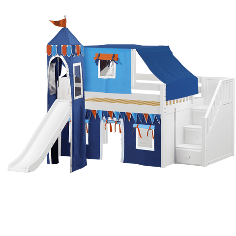 Maxtrix Low Loft w Front Slide (Ladder or Staircase) - fabric options - Kids Haven
