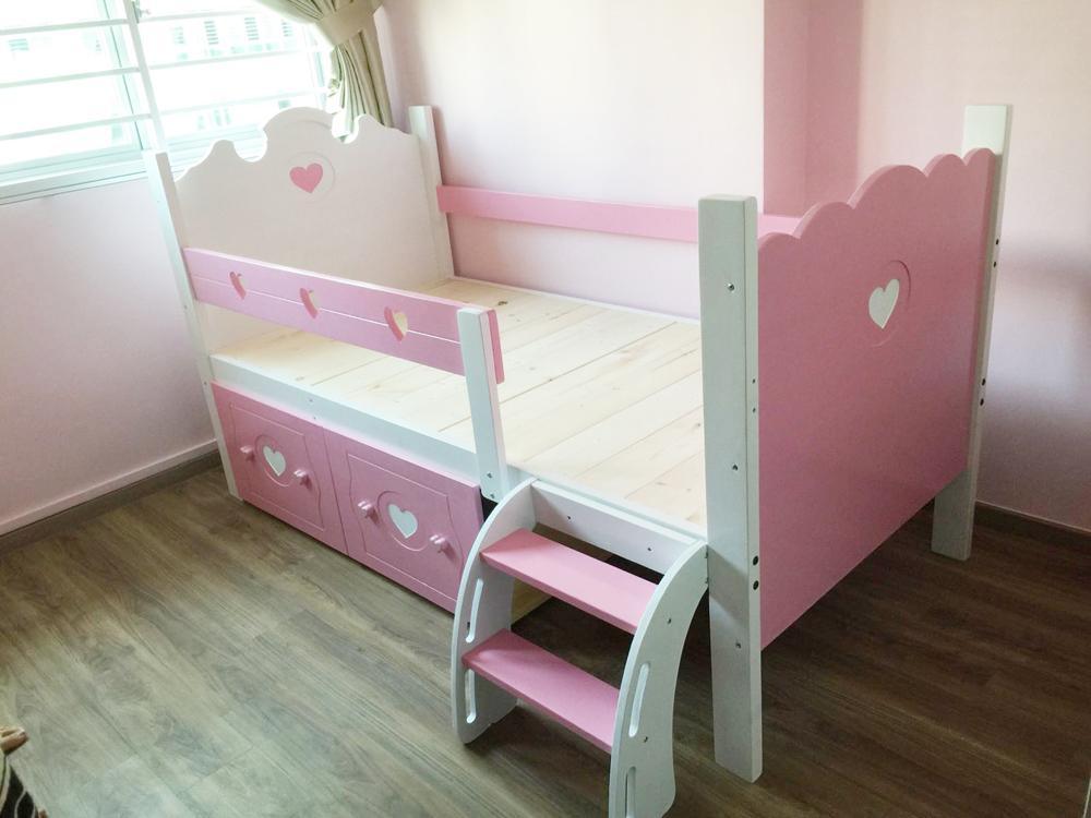 Oslo Princess Raised Bed with Ladder and 2 Drawers - Kids Haven