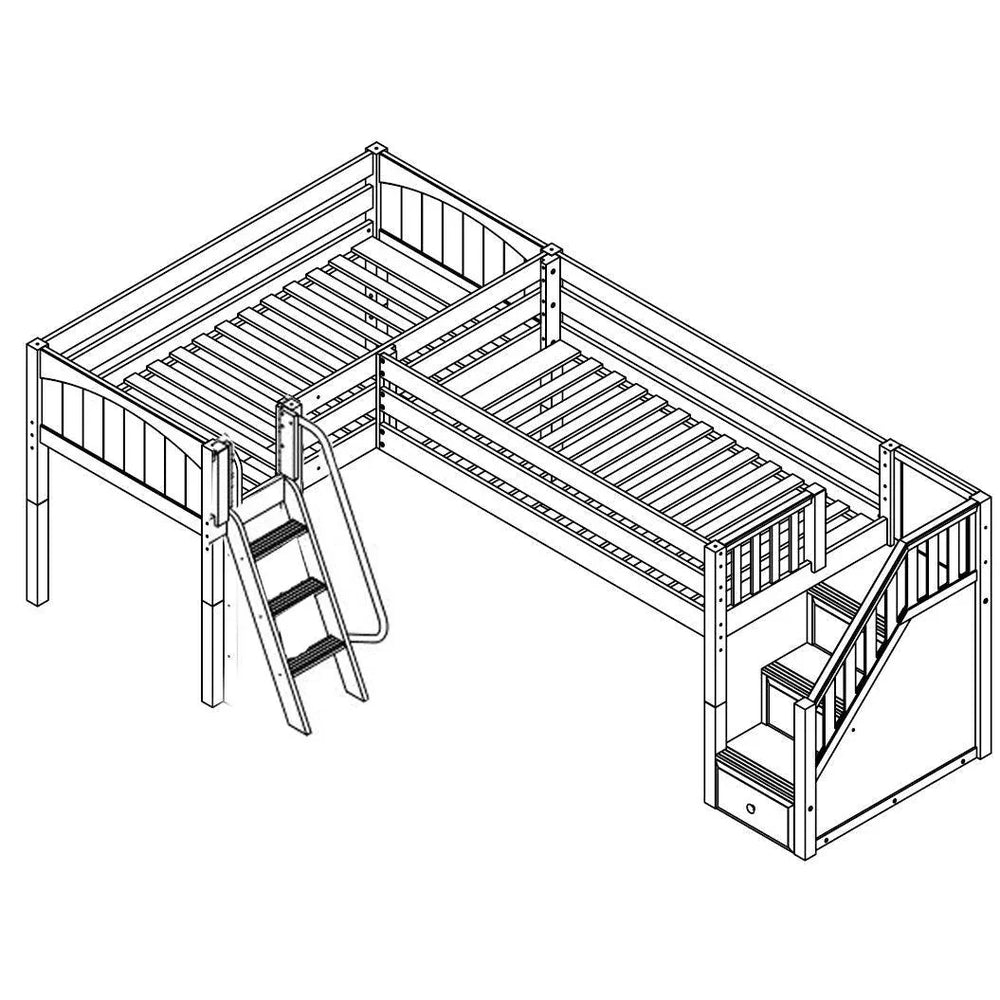 Maxtrix Corner Low Loft Loft - with options - Kids Haven