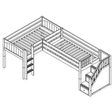 Maxtrix Corner Low Loft Loft - with options - Kids Haven