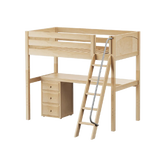 Maxtrix High Loft w Angled Ladder w Table w 1 Drawer Set