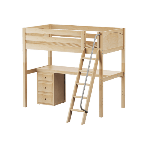 Maxtrix High Loft w Angled Ladder w Table w 1 Drawer Set
