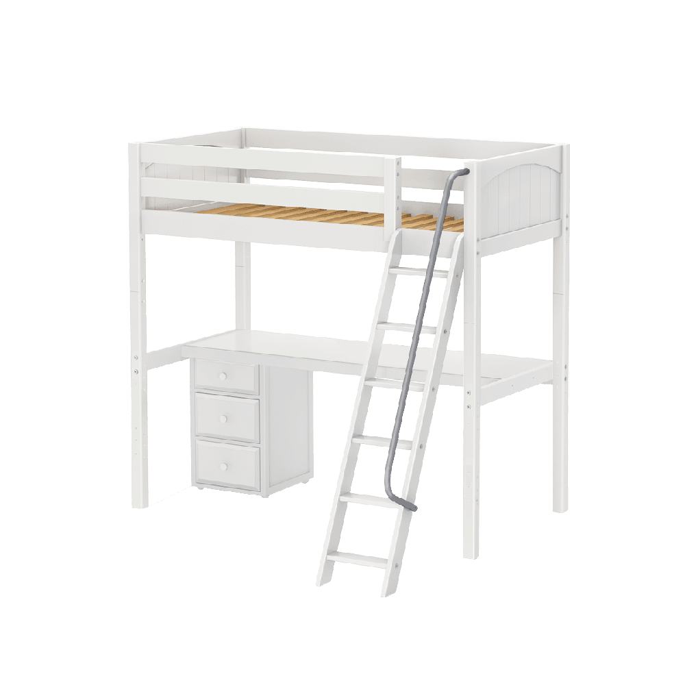 Maxtrix High Loft w Front Angled Ladder w Table w 1 Drawer - Kids Haven
