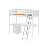 Maxtrix High Loft w Front Angled Ladder w Table w 1 Drawer - Kids Haven
