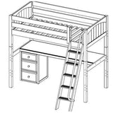 Maxtrix High Loft w Front Angled Ladder w Table w 1 Drawer - Kids Haven