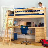 Maxtrix High Loft w Front Angled Ladder w Table w 1 Drawer - Kids Haven