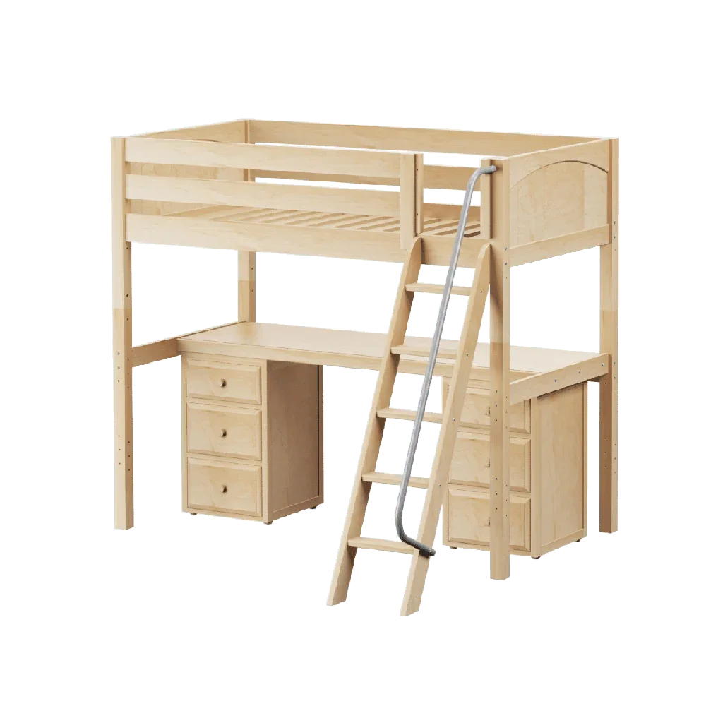 Maxtrix High Loft w Angled Ladder w Table w Drawers