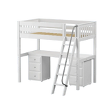 Maxtrix High Loft w Front Angled Ladder w Table w 2 Drawers - Kids Haven