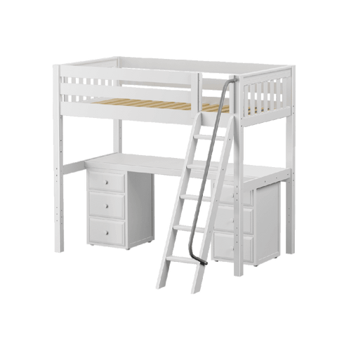 Maxtrix Ultra High Loft w Front Angled Ladder w Table w 2 Drawers - Kids Haven