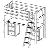 Maxtrix High Loft w Front Angled Ladder w Table w 2 Drawers - Kids Haven