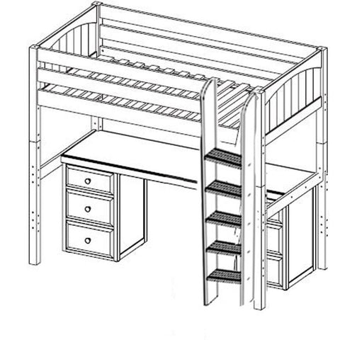 Maxtrix High Loft w Front Straight Ladder w Table w 2 Drawers - Kids Haven