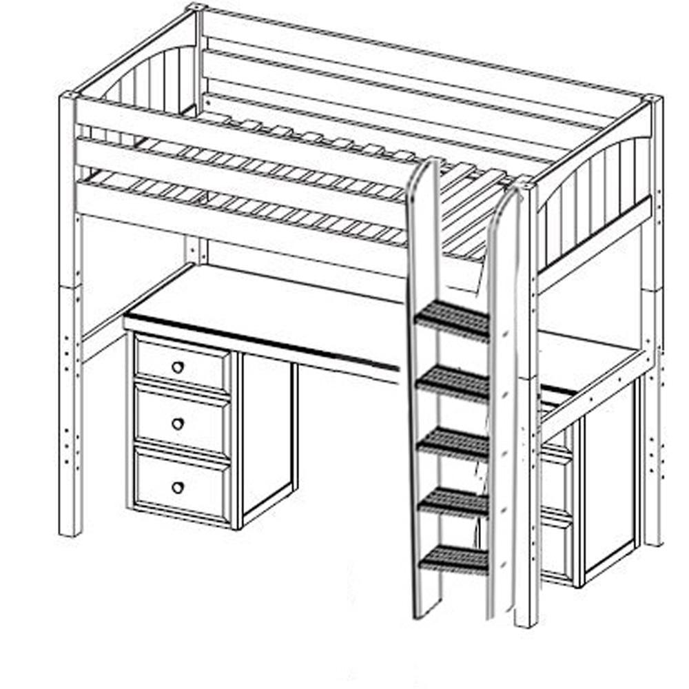 Maxtrix Ultra High Loft w Front Straight Ladder w Table w 2 drawers - Kids Haven