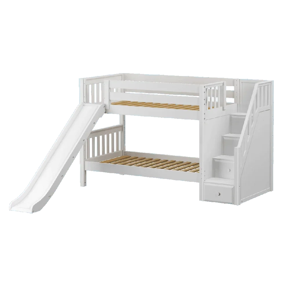 Maxtrix Low Bunk w Front Slide (Ladder or Staircase) - Kids Haven