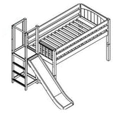 Maxtrix Low Loft w Slide Platform (Choose front or side) - Kids Haven
