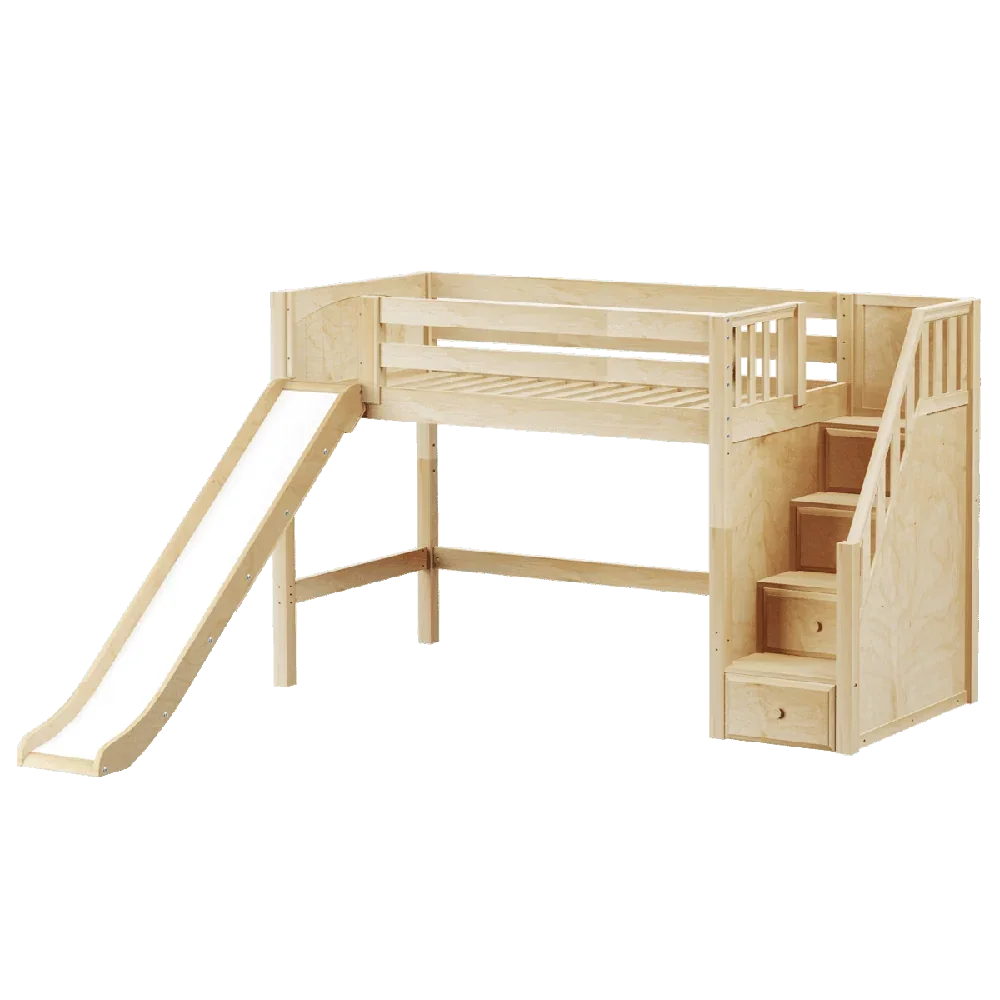 Maxtrix Mid Loft w Front Slide (Ladder or Staircase) - fabric options - Kids Haven