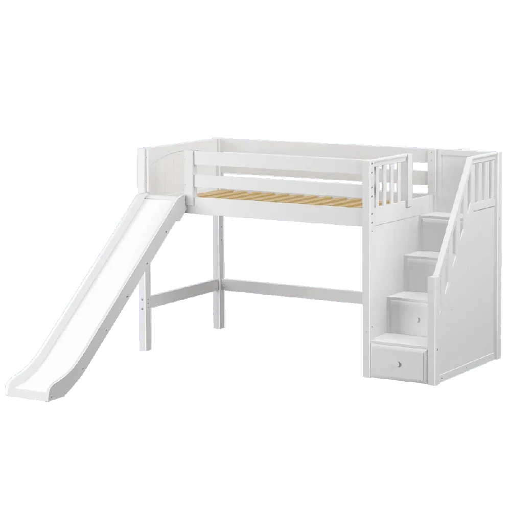 Maxtrix Mid Loft w Front Slide (Ladder or Staircase) - fabric options - Kids Haven