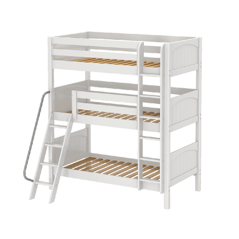 Maxtrix Triple Bunk Bed w Angled/Mounted Ladder - Kids Haven