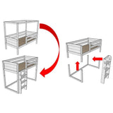 ModBed Mid Loft convertible Poster Bed (with roof options - Single or SS) - Kids Haven