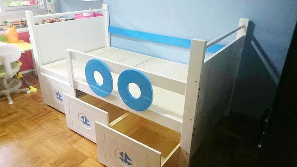 Oslo Nautical Raised Bed with Ladder and 2 Drawers - Kids Haven
