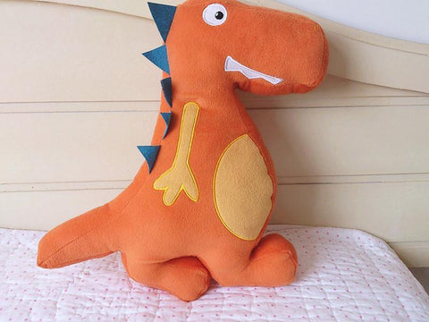 Snuggle Orange Dinosaur Cushion - Kids Haven