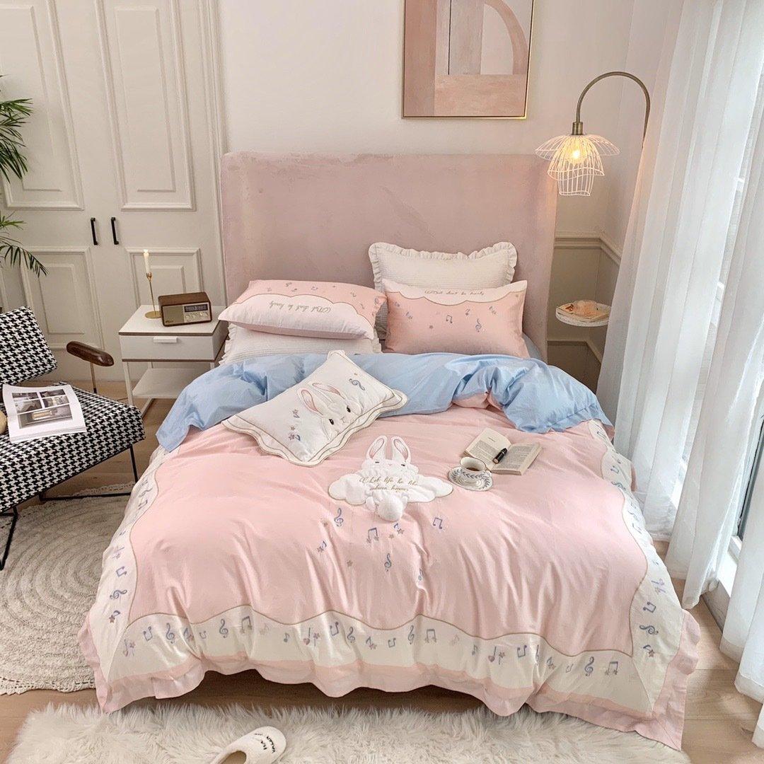 SNUGGLE Musical Rabbit Bedsheet Set (Single / SS / Queen / King) - Pink or Yellow