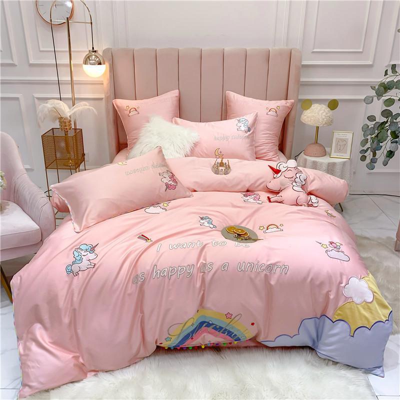 SNUGGLE Pink Unicorn Rainbow Bedsheet Set (Single / SS / Queen / King)