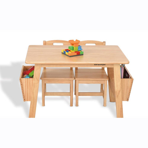 Joey's Solid Pine Wood Table Set with Side Holders