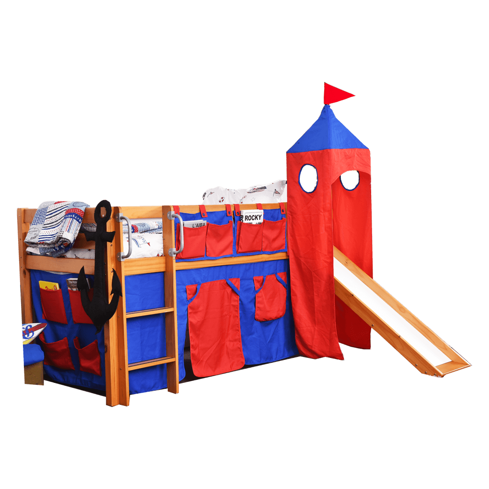 Tomato KidZ Jersey Mid Sleeper with Slide, Tower and Curtains