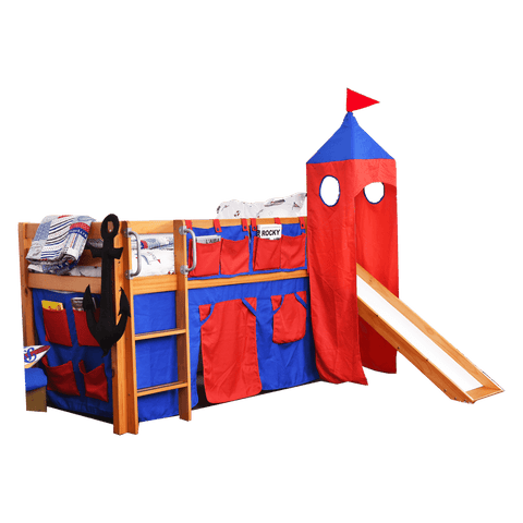 Tomato KidZ Jersey Mid Sleeper with Slide, Tower and Curtains