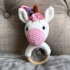 May's Hand Unicorn Pinky Round Rattle Crochet - Kids Haven