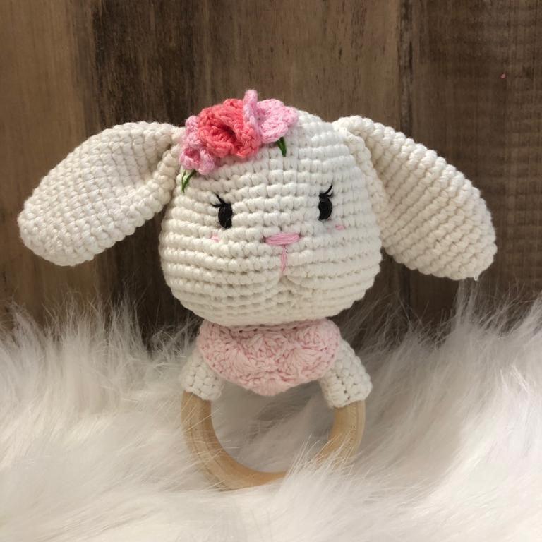 May's Hand Bunny Round Rattle Crochet - Kids Haven