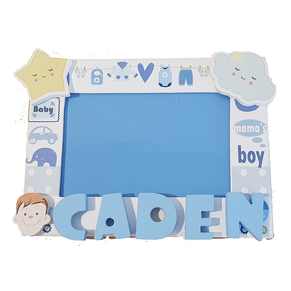 C&F Wooden Baby Boy Photo Frame Name Plate