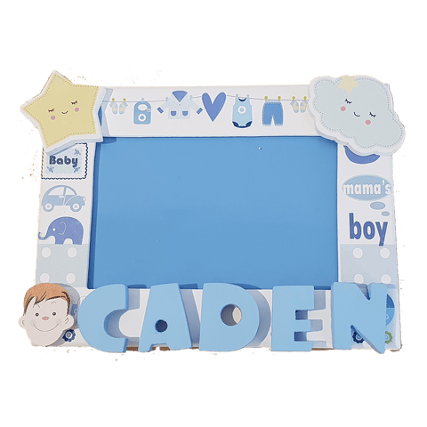 C&F Wooden Baby Boy Photo Frame Name Plate
