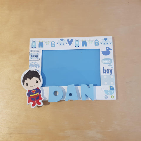 C&F Wooden Baby Boy Photo Frame Name Plate - Kids Haven