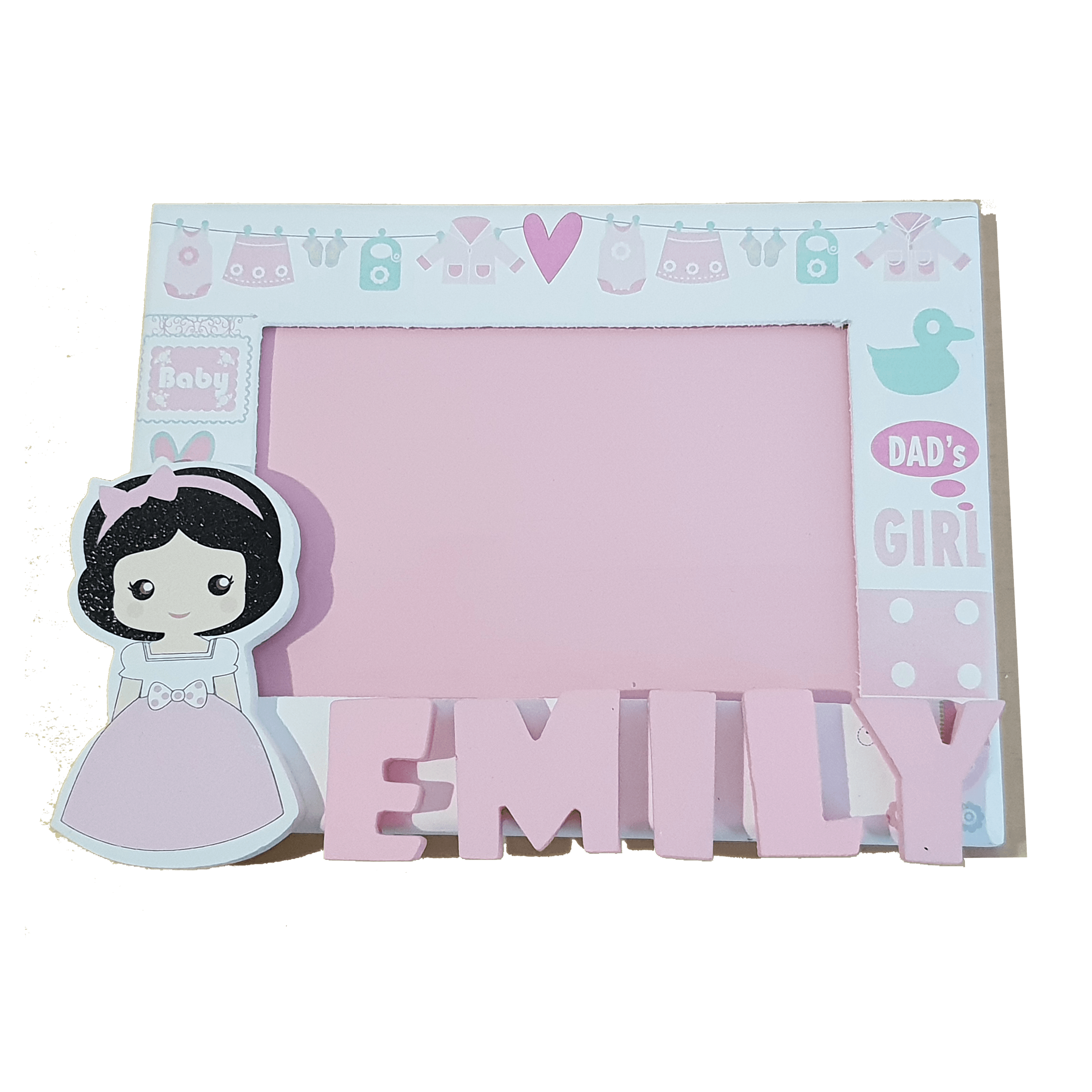 C&F Wooden Baby Girl Photo Frame Name Plate