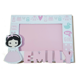 C&F Wooden Baby Girl Photo Frame Name Plate