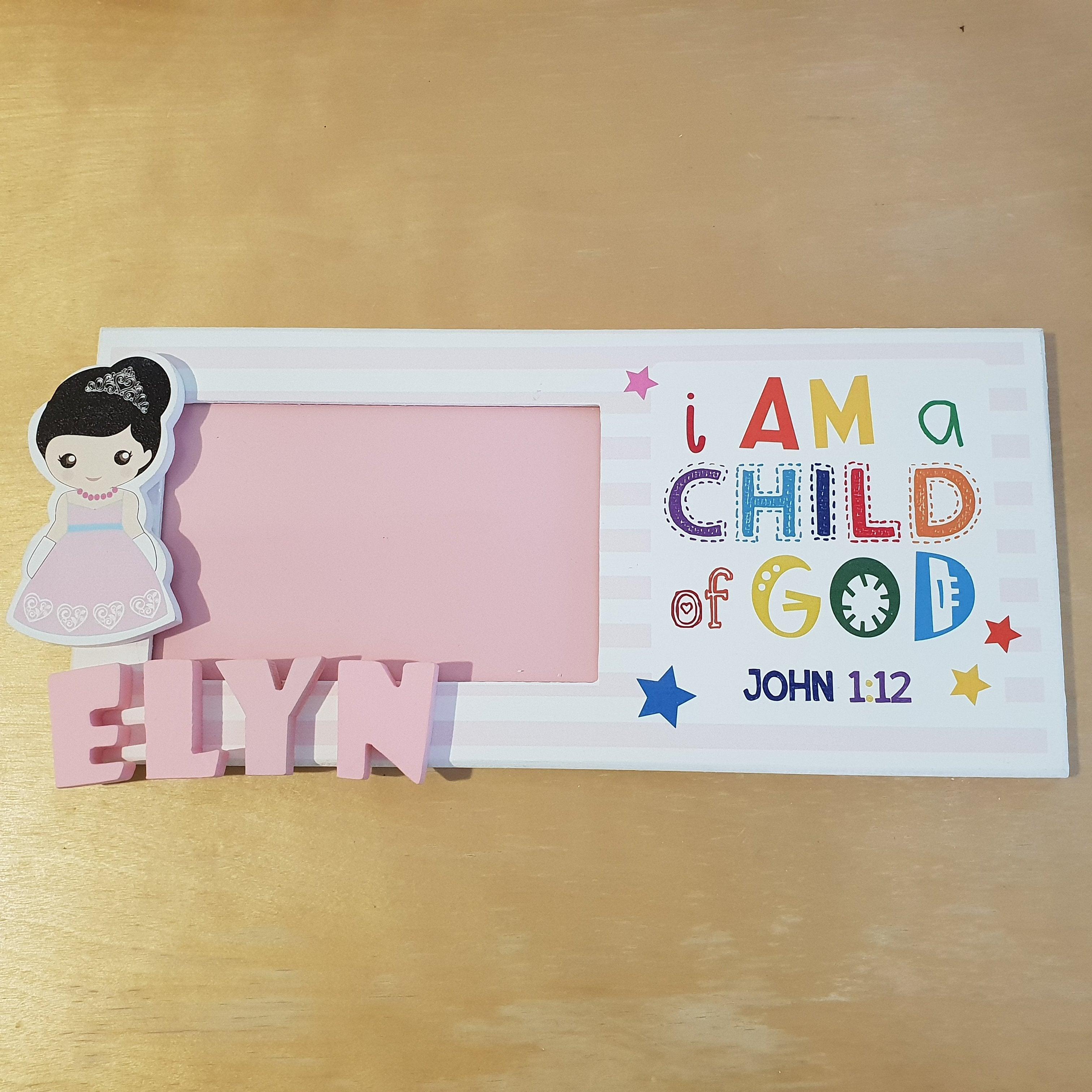 C&F Wooden Child of God (Girl) Photo Frame Name Plate - Kids Haven