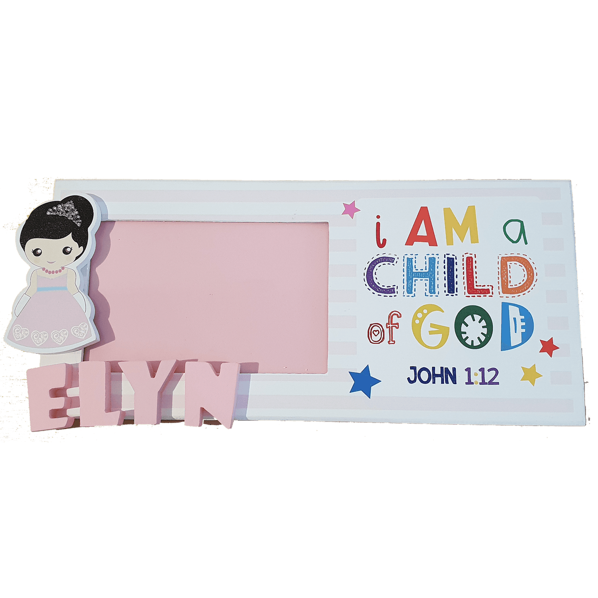 C&F Wooden Child of God (Girl) Photo Frame Name Plate