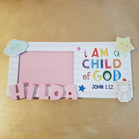 C&F Wooden Child of God (Girl) Photo Frame Name Plate - Kids Haven