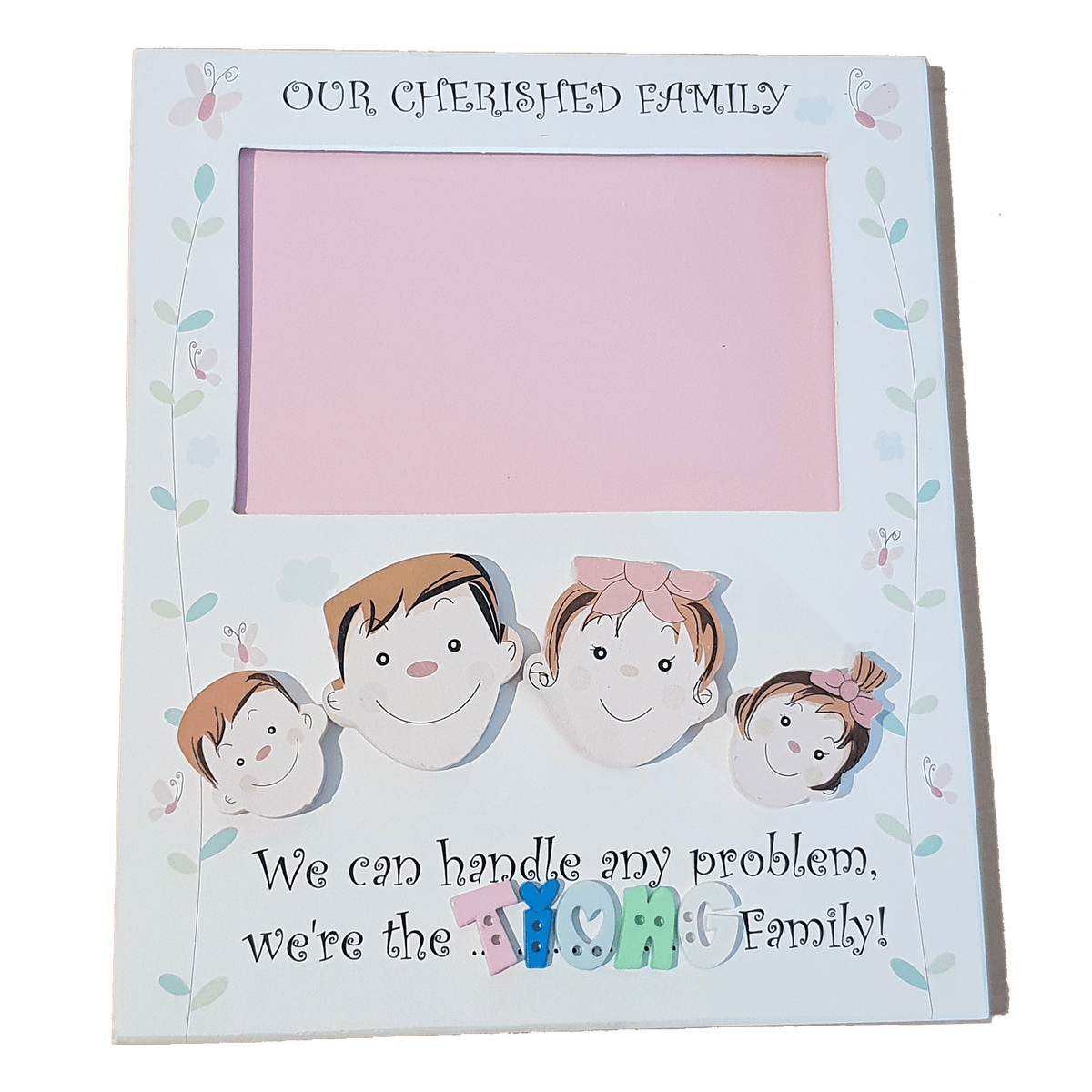 C&F Wooden Family Photo Frame Name Plate