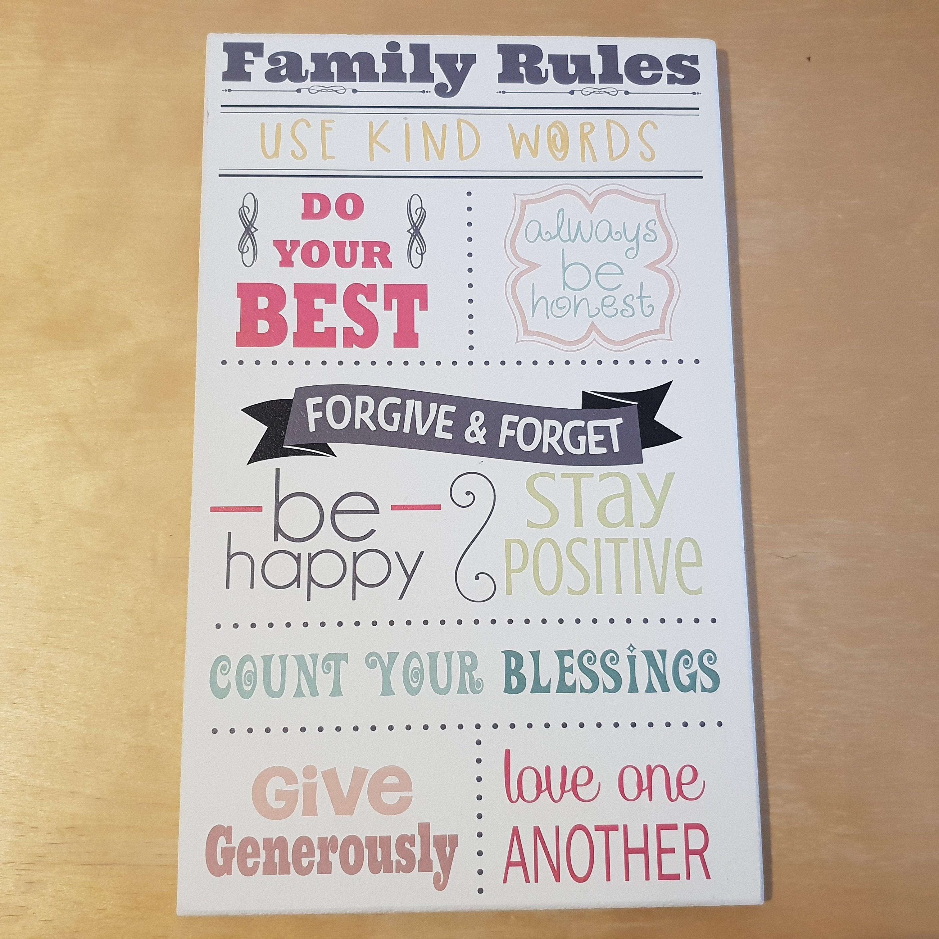 C&F Wooden Family Rules Quote Plaque - Kids Haven