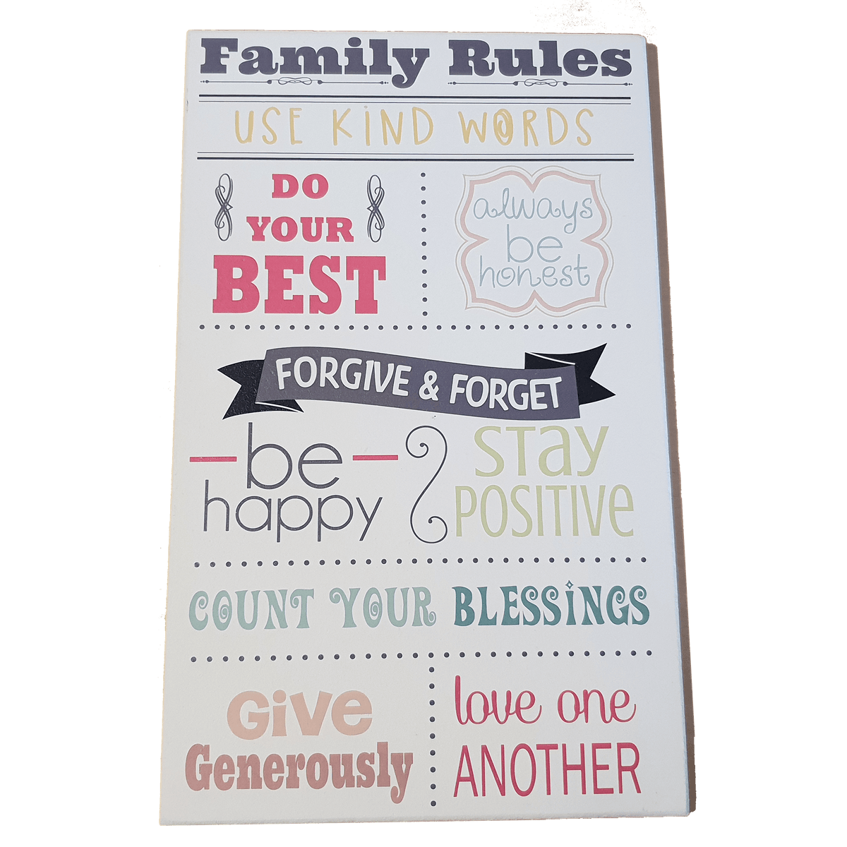 C&F Wooden Family Rules Quote Plaque