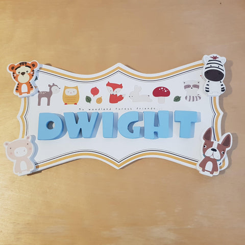 C&F Wooden Forest Friends Ribbon Name Plate - Kids Haven