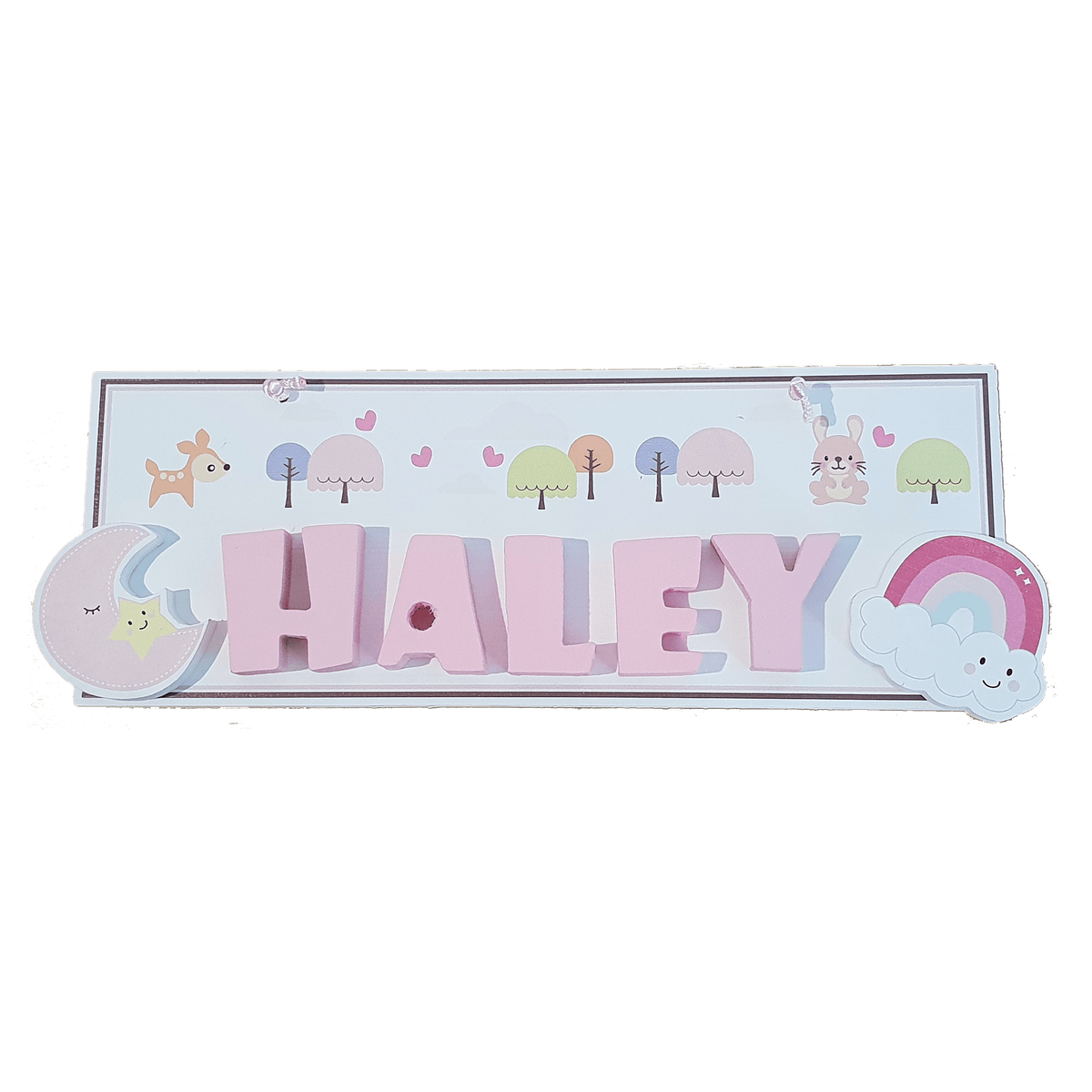 C&F Wooden Happy Forest Rectangle Name Plate