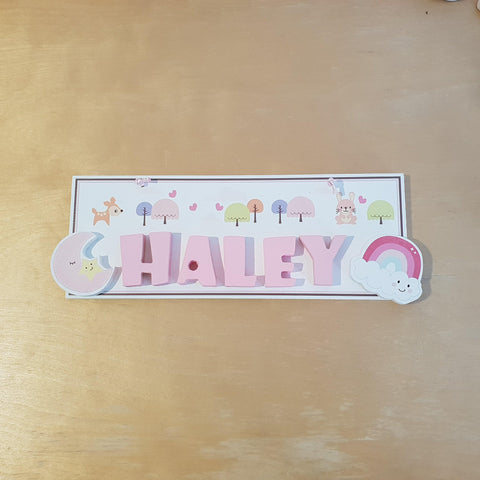 C&F Wooden Happy Forest Rectangle Name Plate - Kids Haven
