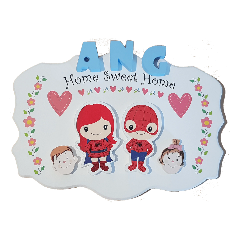 C&F Wooden Home Sweet Home Big Ribbon Name Plate
