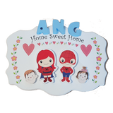 C&F Wooden Home Sweet Home Big Ribbon Name Plate