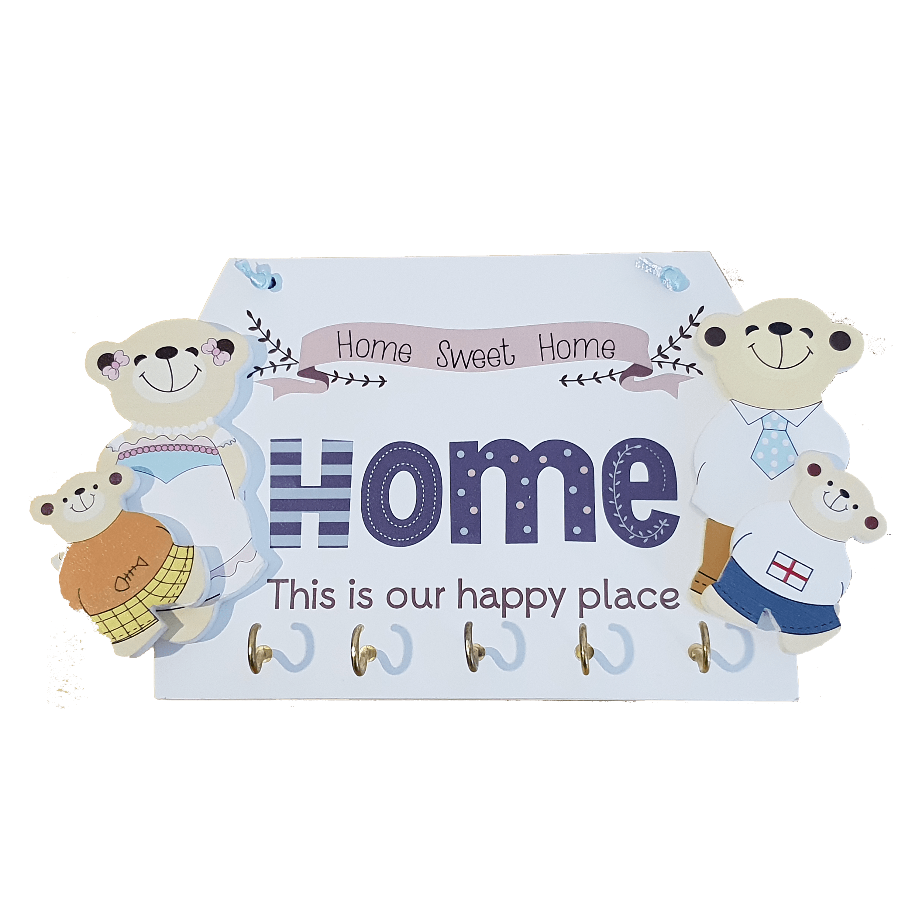 C&F Wooden Home This Is Our Happy Place Family Key Holder